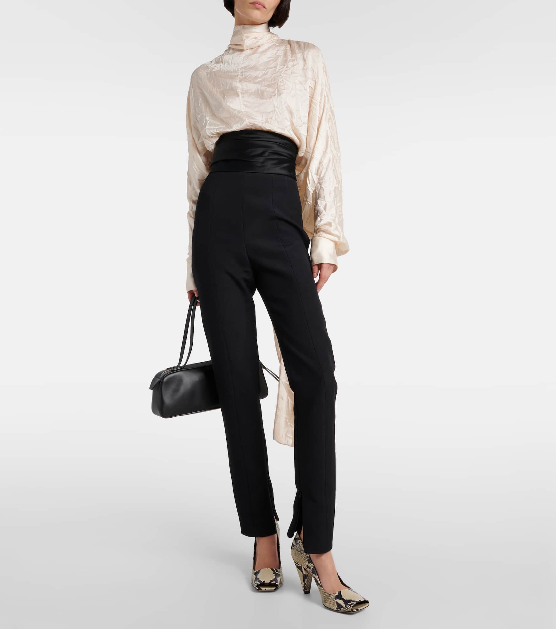 Lenro satin-trimmed high-rise slim pants - 2
