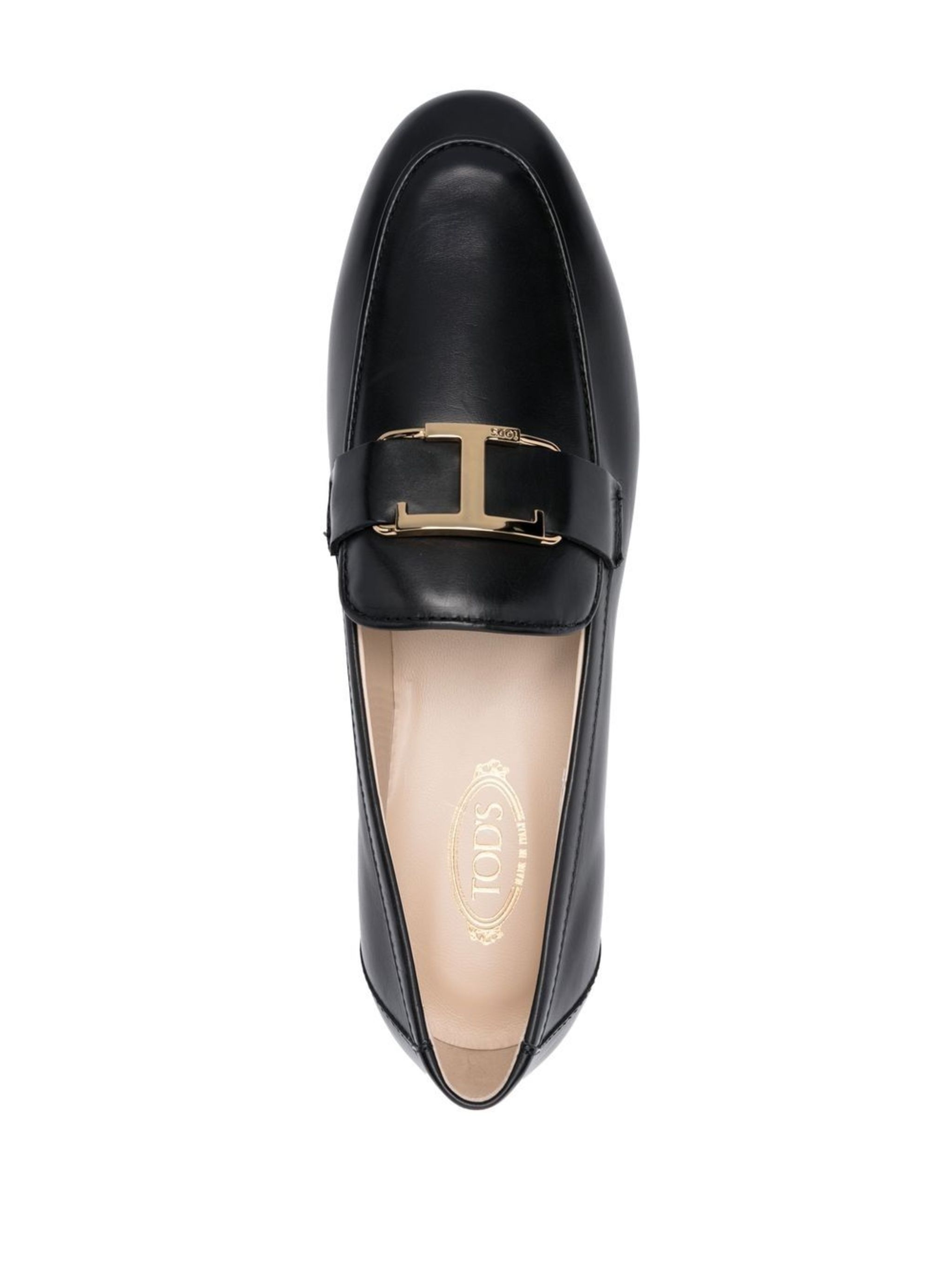 T-logo leather loafers - 4