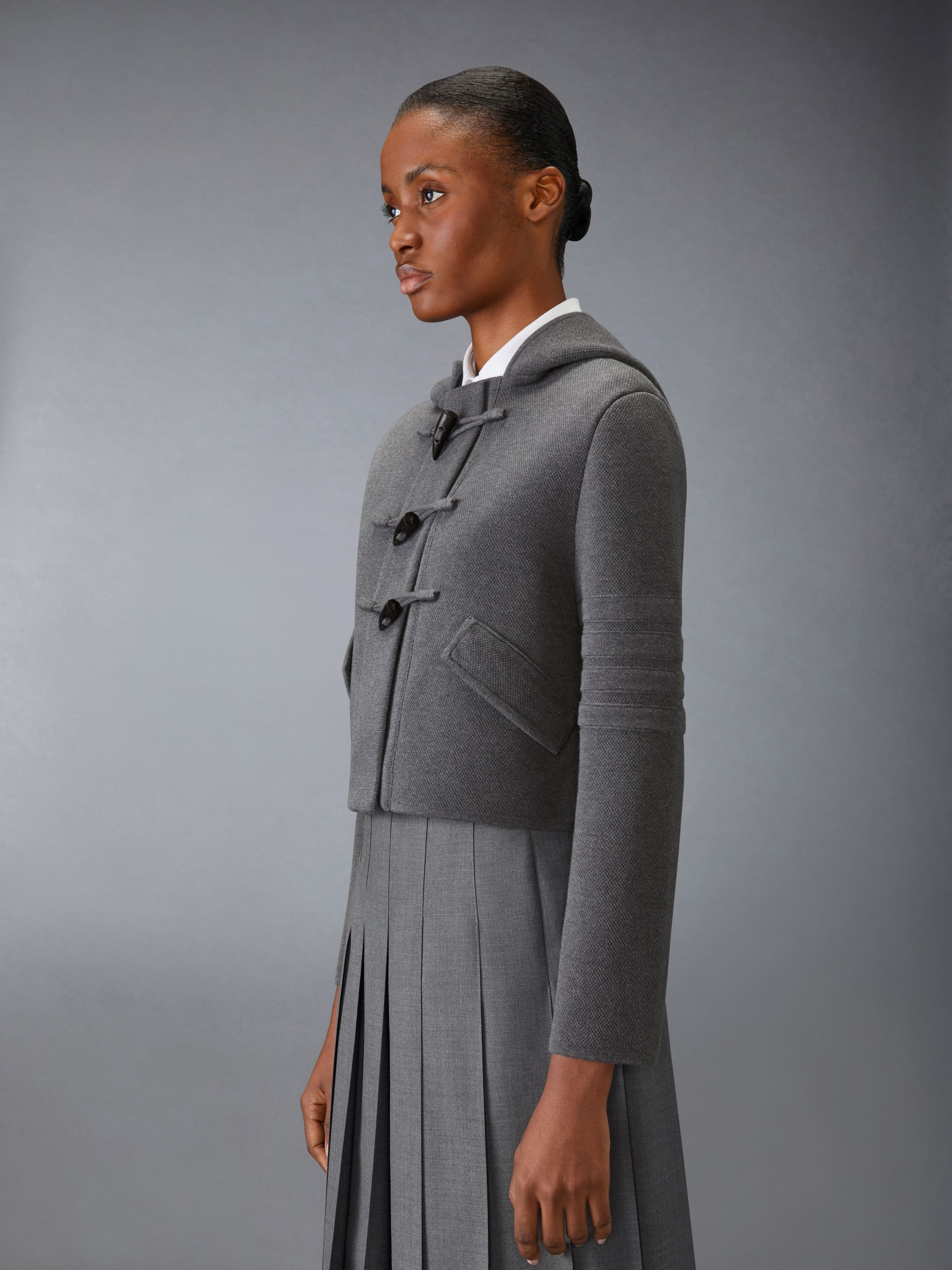 Cotton Wool 4-Bar Cropped Duffle Jacket - 4