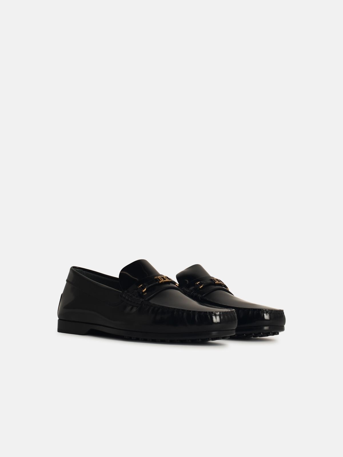 'KATE' BLACK LEATHER LOAFERS - 2