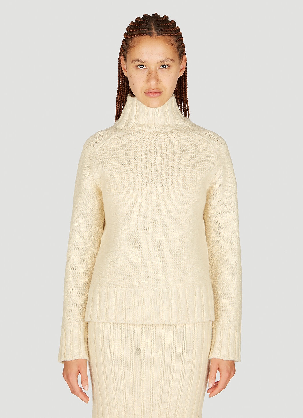 High neck Textured Knit Sweater - 1
