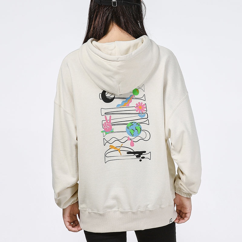 (WMNS) PUMA Downtown Graphic Hoodie 'White' 533049-73 - 5