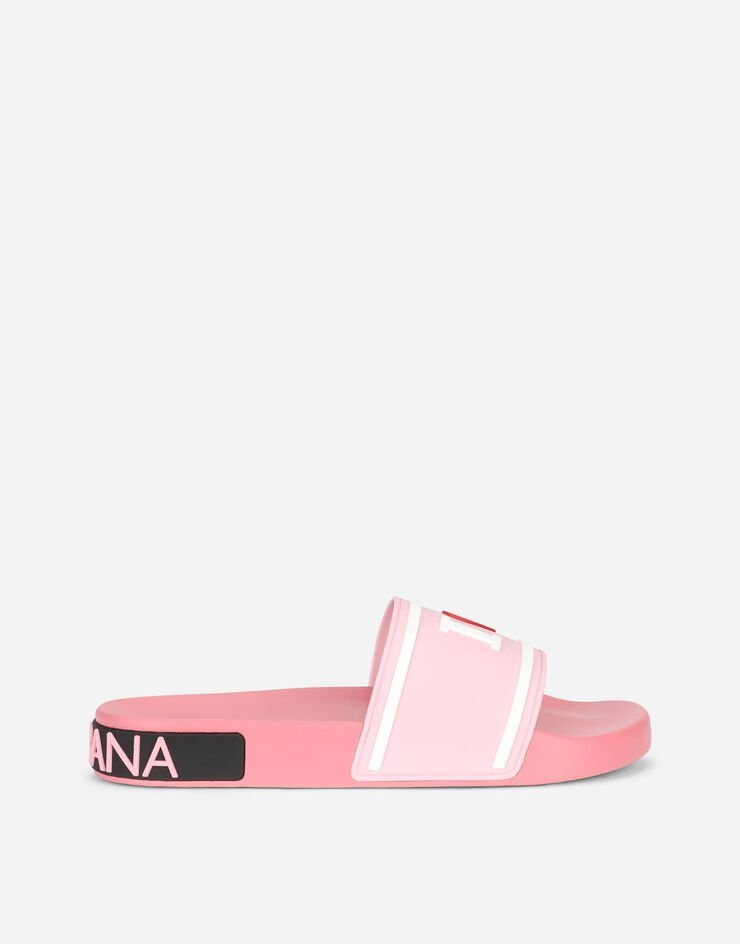 Rubber beachwear sliders with high-frequency detailing - 1