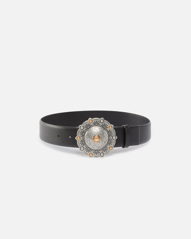 LEATHER BELT WITH JEWEL MEDALLION, 4CM 1