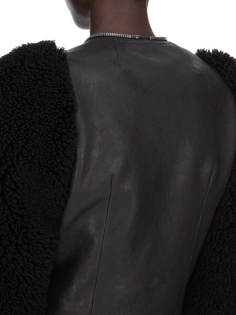 Giacca In Montone E Pelle Imbottita Black 5