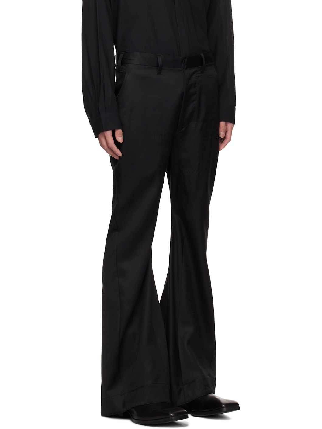 Black Flared Jet Trousers - 2