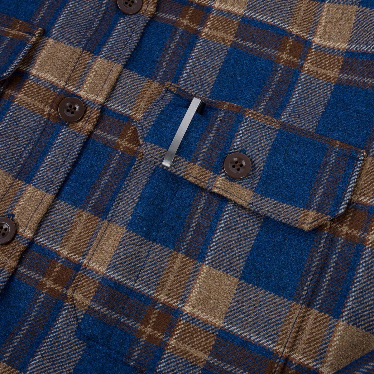 IHDR-434-DTC 14oz Fox Brothers® West Of England Devon Twill Check Flannel CPO Shirt - Blue - 12