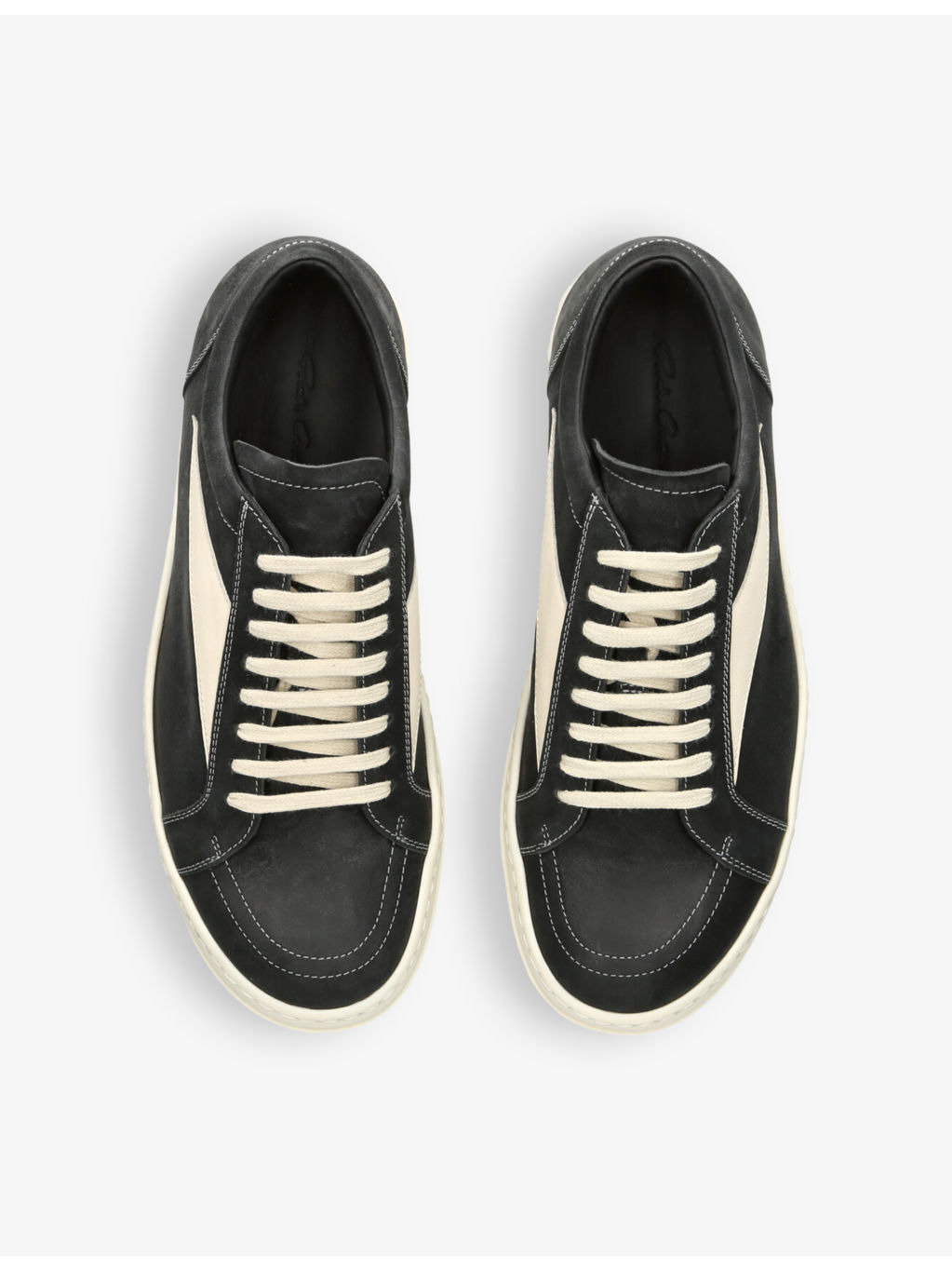 Vintage Low grained-leather and suede low-top trainers - 2