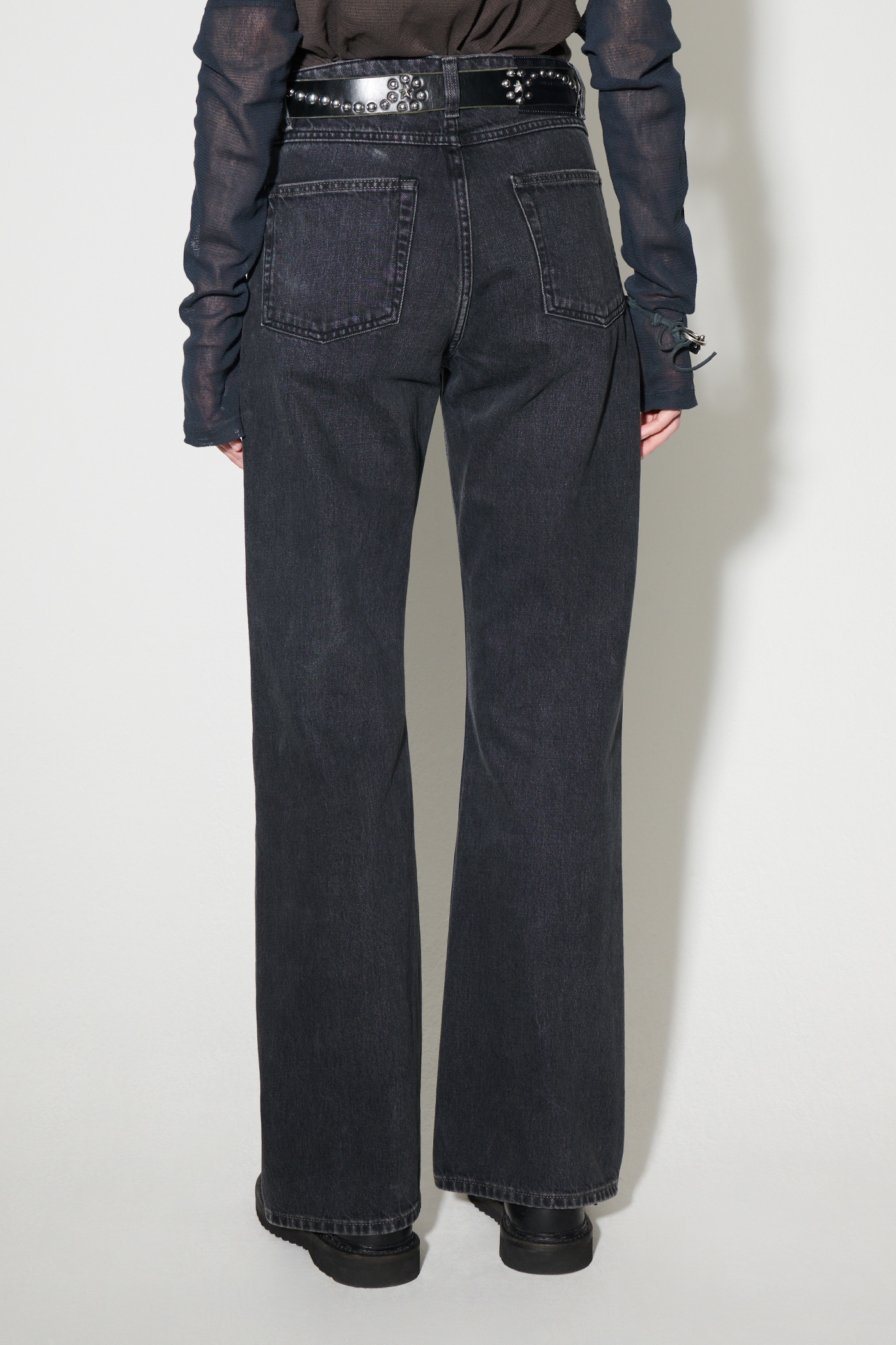 Boot Cut Washed Black Denim - 6