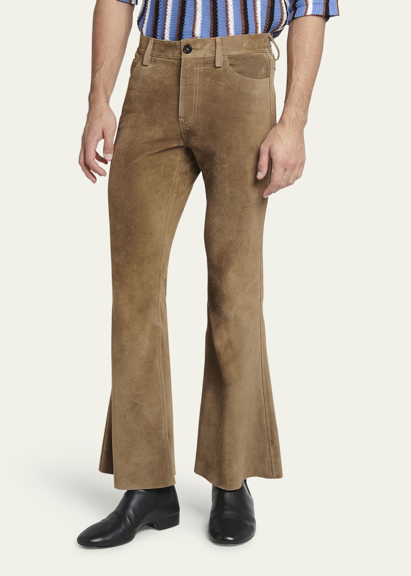 Men's Suede 5-Pocket Flare Pants - 4