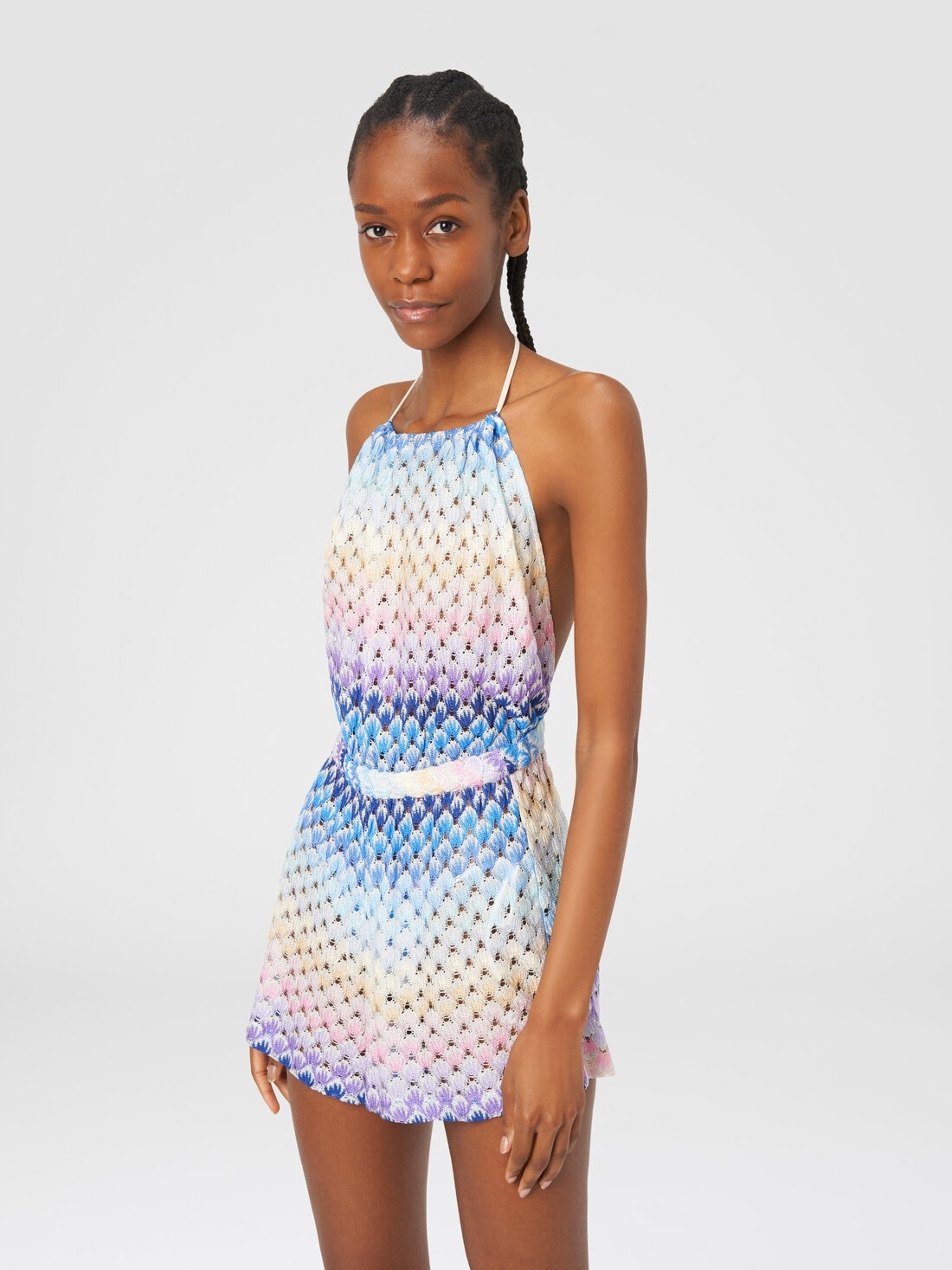 Short jumpsuit in dégradé lace-effect viscose with lurex - 4