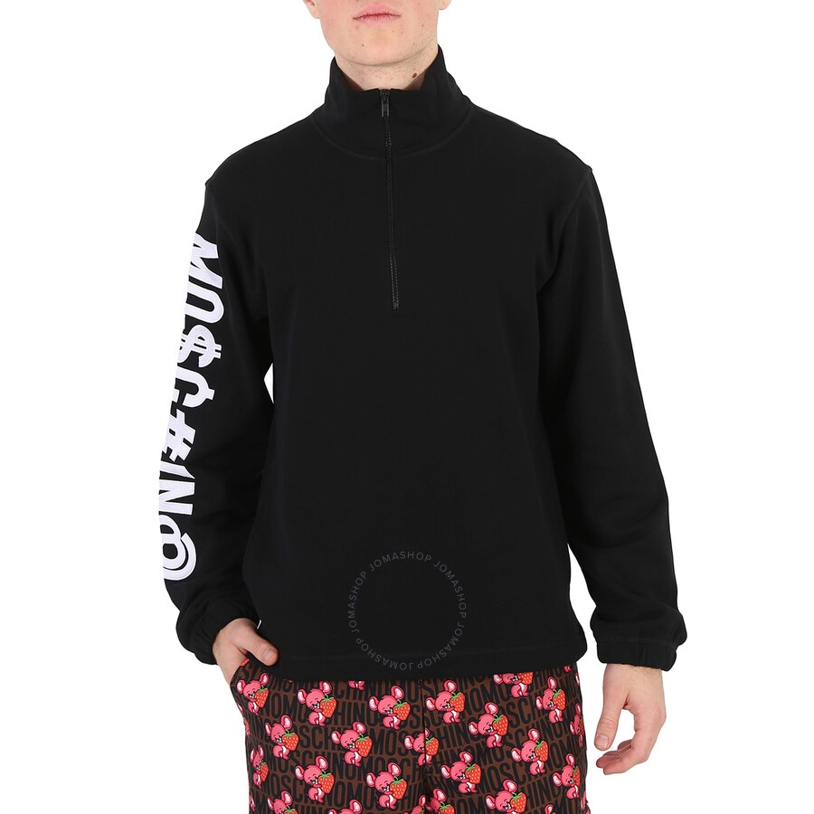 Moschino Black Quarter Zip Cotton Sweatshirt - 3