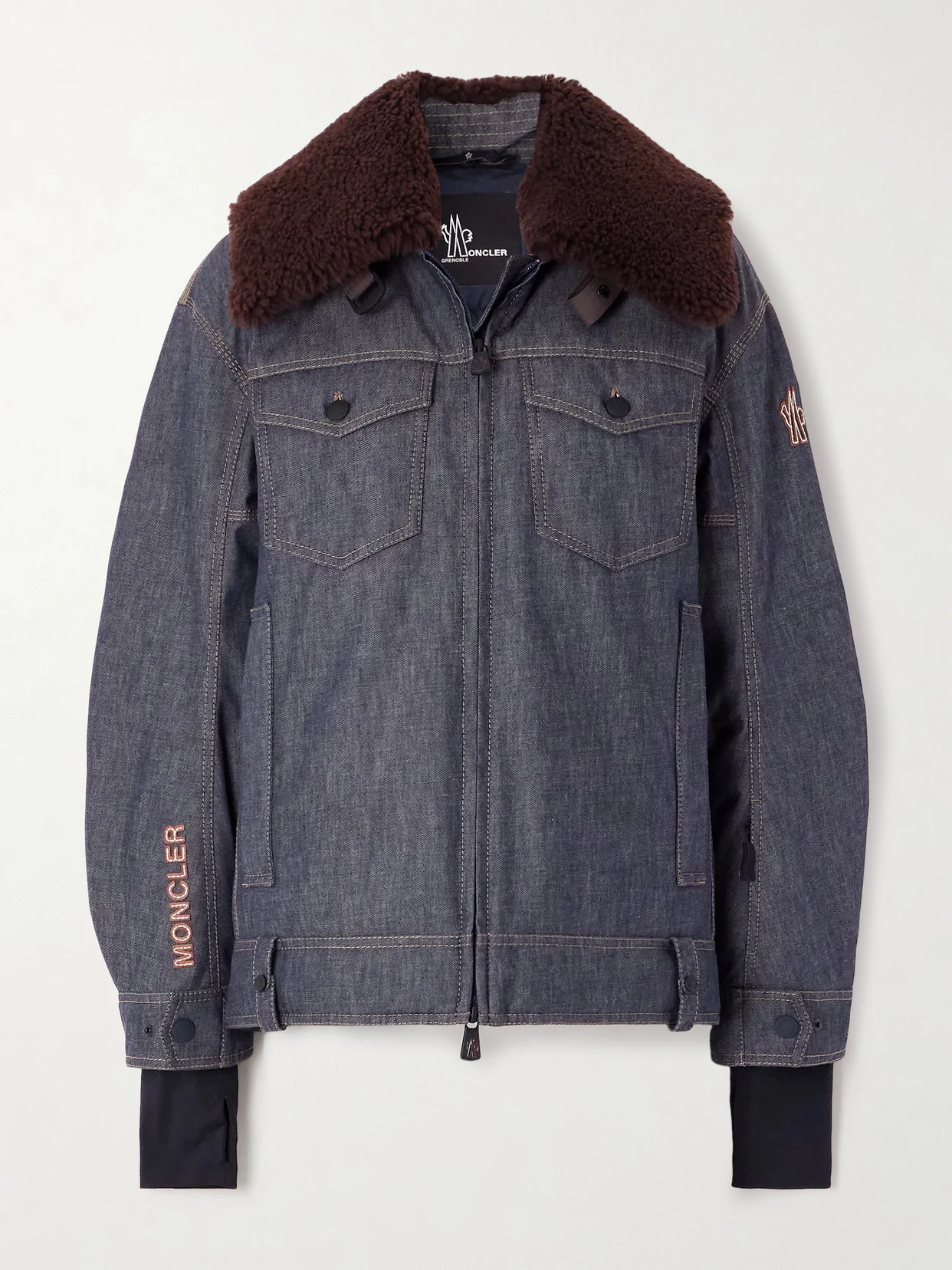 Yunque Shearling-trimmed Denim Down Jacket - 1