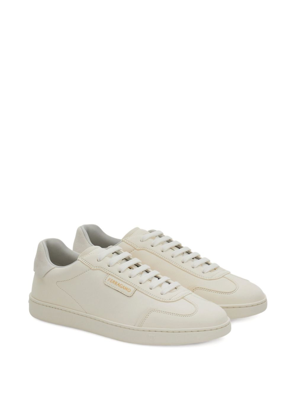 suede-panelled leather sneakers - 2