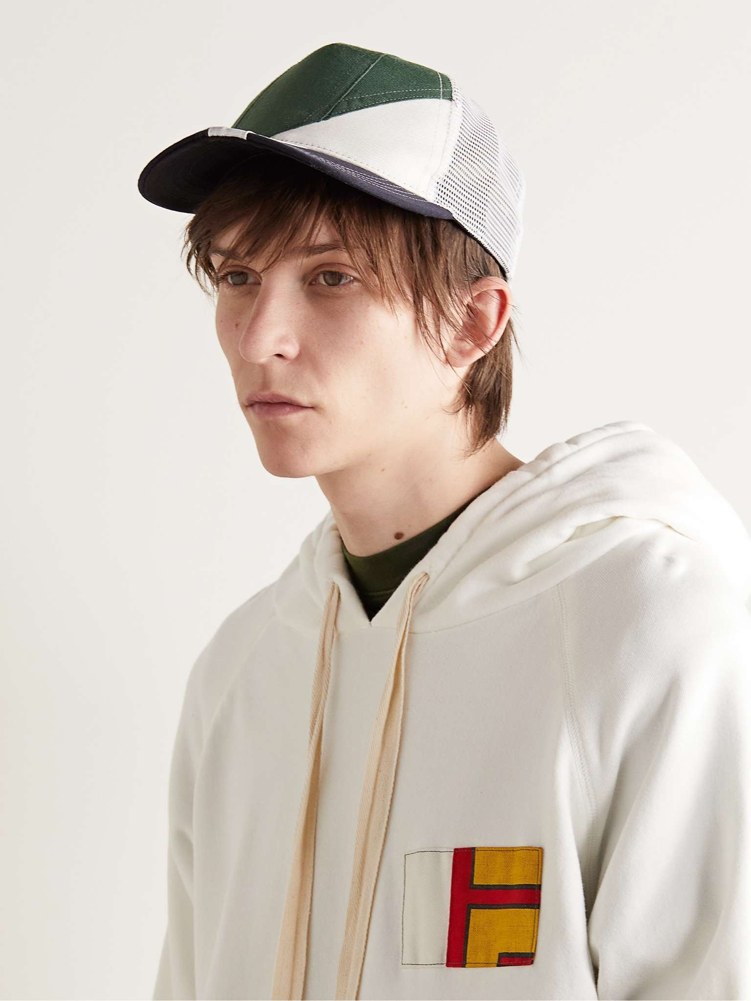 Embroidered Patchwork Upcycled Canvas, Mesh and Twill Trucker Cap - 2