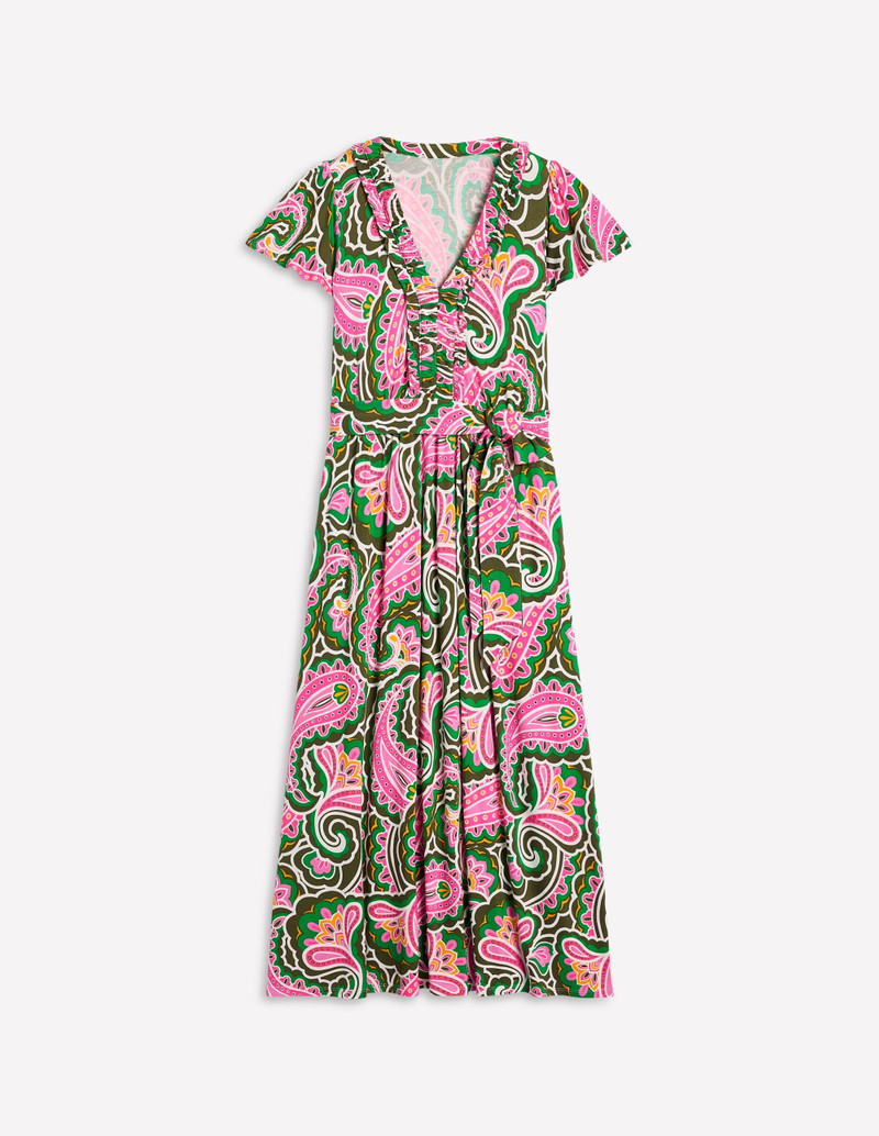 Nicola Jersey Tea Dress-Multi, Scallop Paisley 1