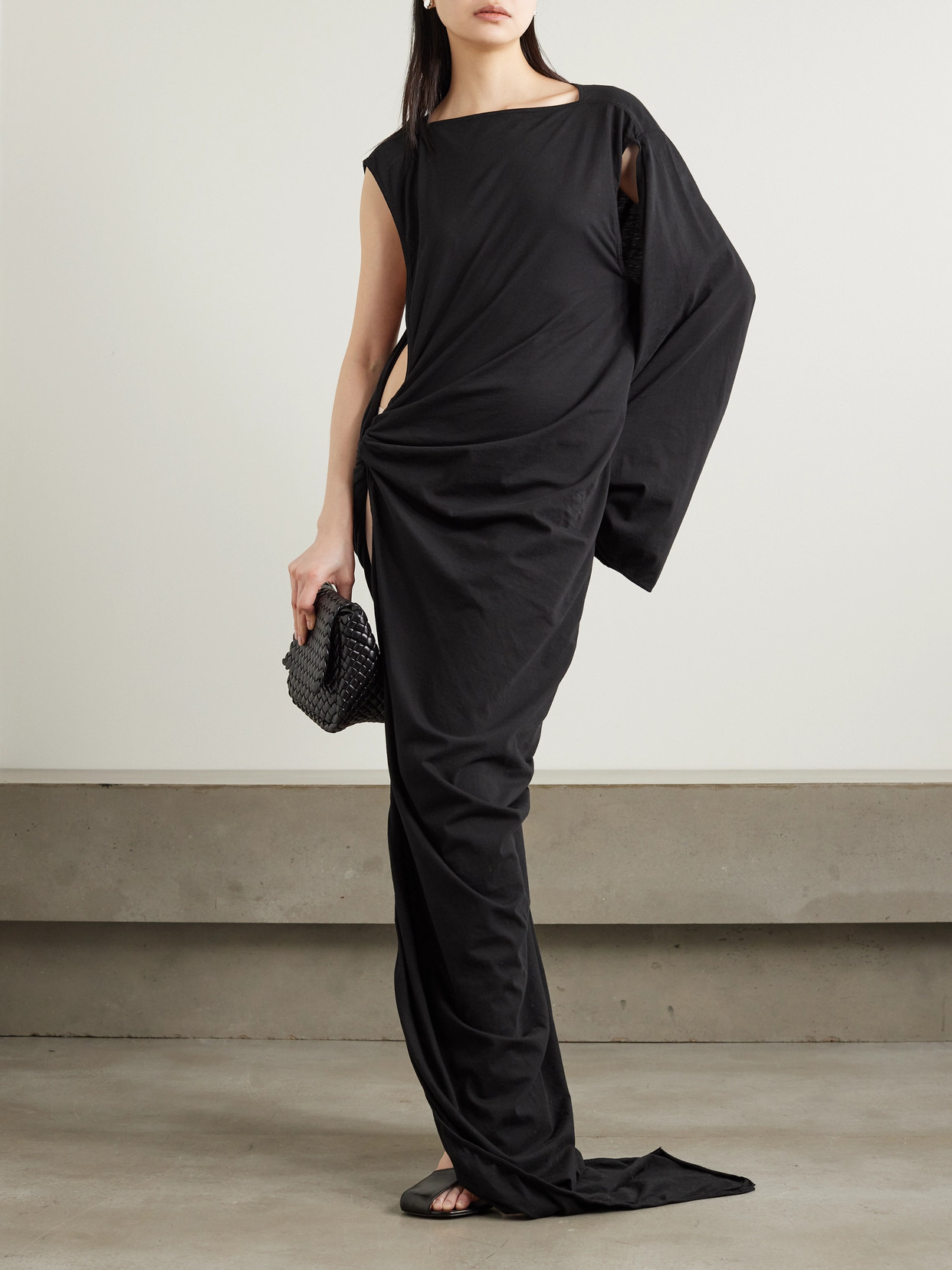 Edfu One-sleeve Draped Asymmetric Cutout Cotton-jersey Gown - 2