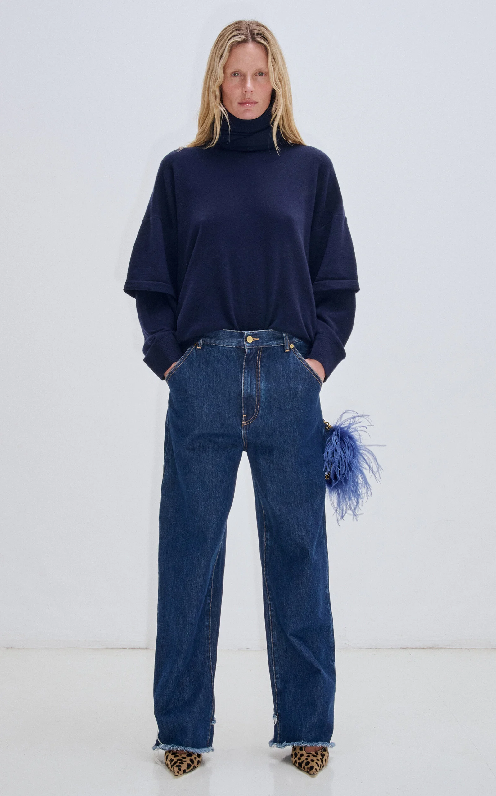Troy Cashmere-Wool Knit Tee blue - 1