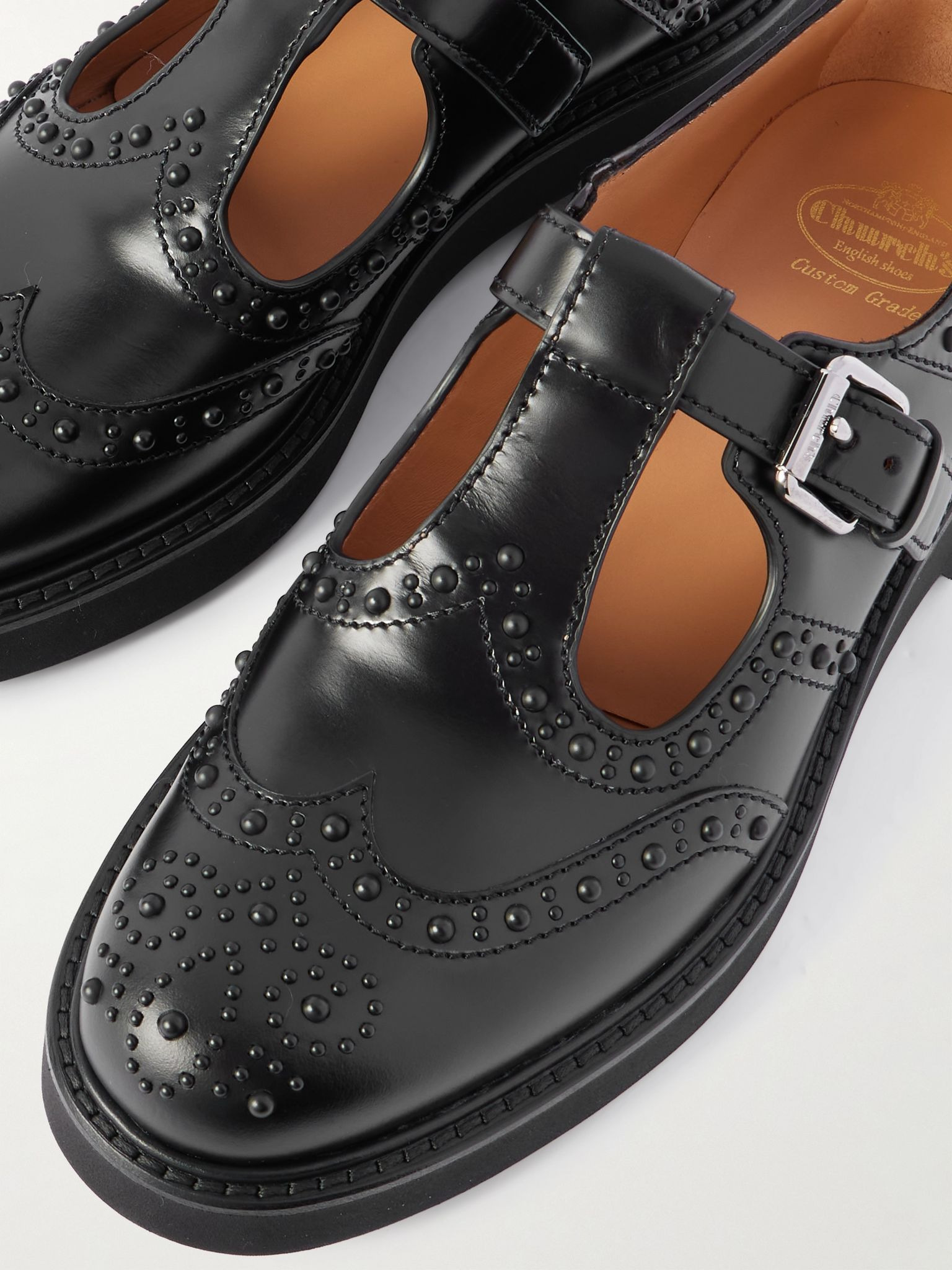 Odette studded leather Mary Jane brogues Black - 4