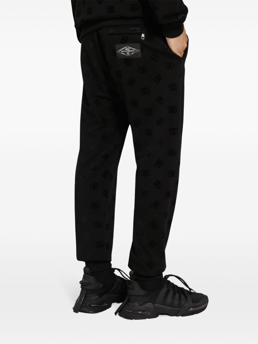 monogram-embossed cotton track pants - 5