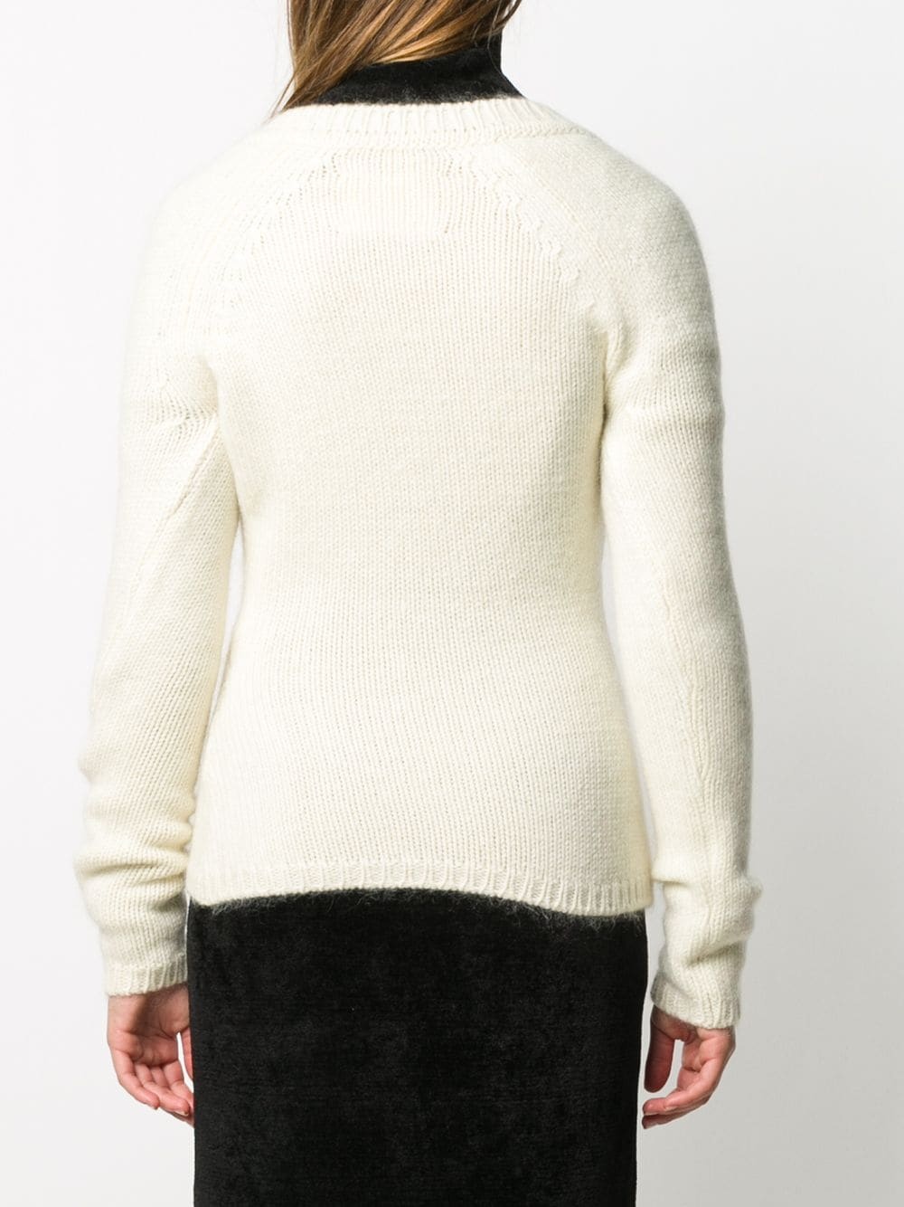 deep V-neck knitted sweater - 4