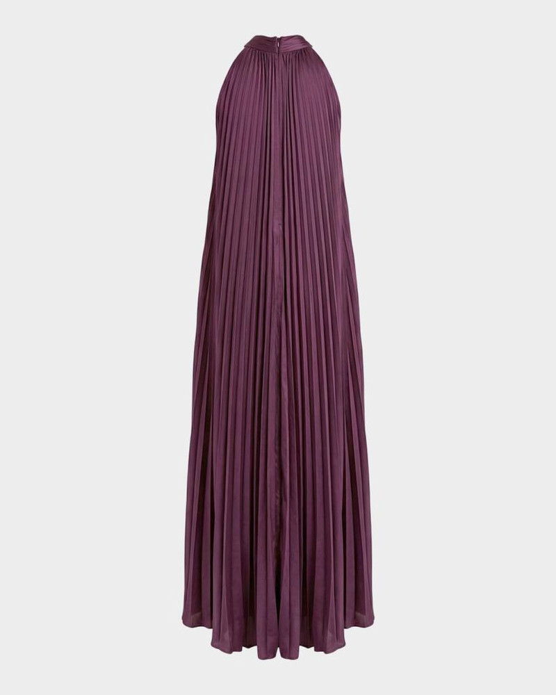 High-Low Pleated Satin Trapeze Gown 5