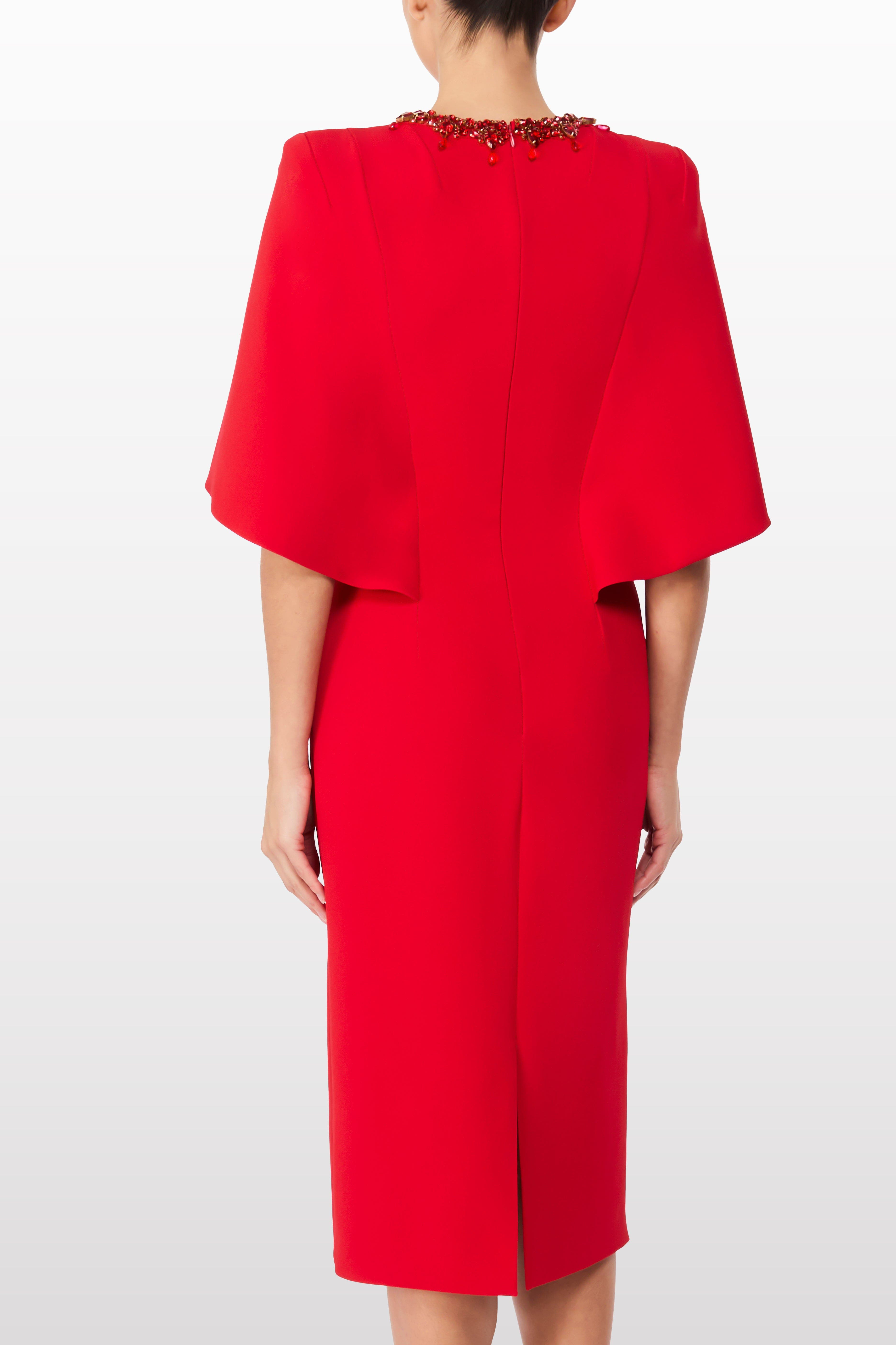 Jenny Packham Ursa Embellished-Neck Midi Dress in Chilli Red at Nordstrom - 3