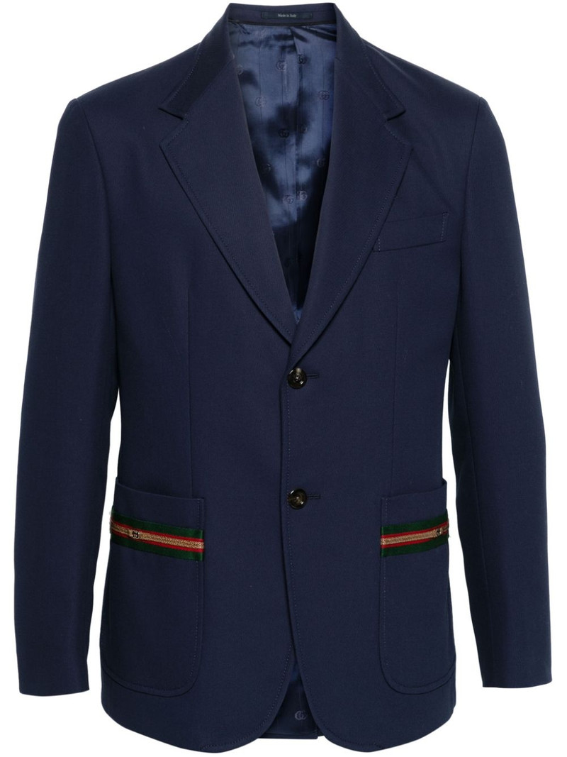 Web Stripe single-breasted cotton blazer 1