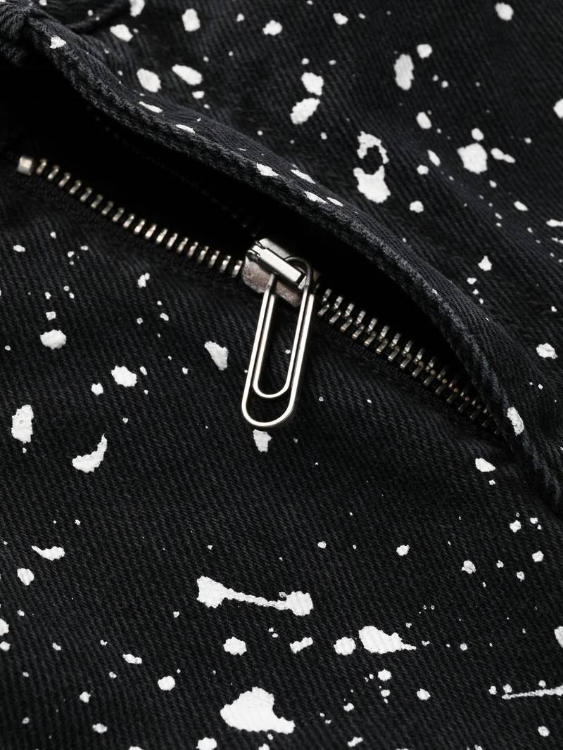 Diag-stripe paint-splatter skinny jeans 6
