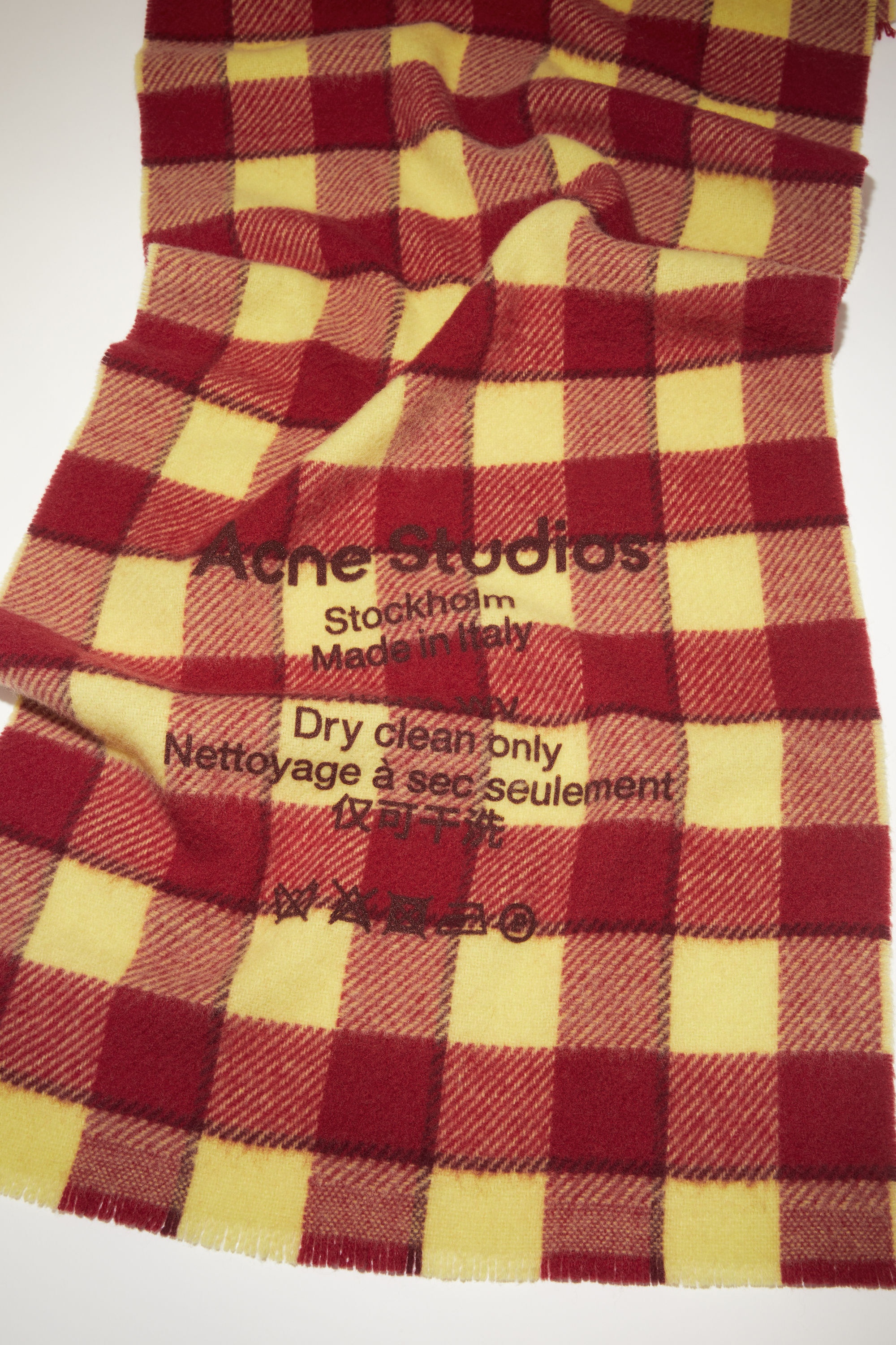 Check wool scarf - Burgundy/yellow - 4