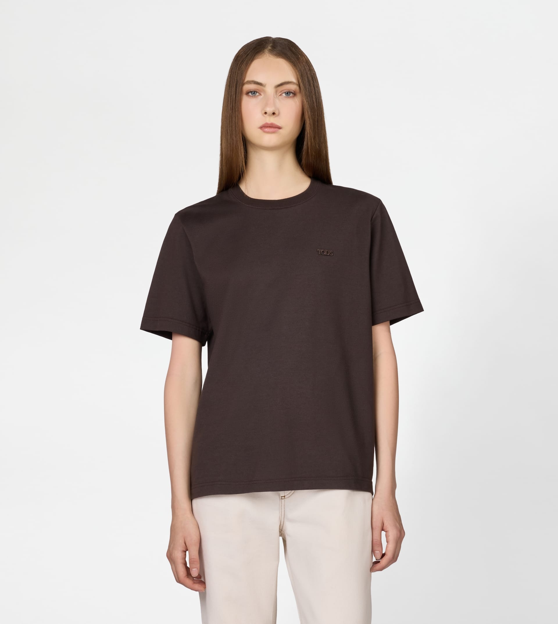 T-SHIRT IN JERSEY - BROWN - 3