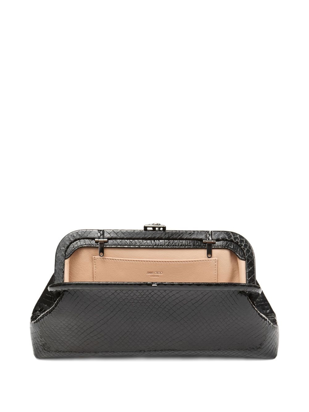 Skylar snake-printed leather clutch bag - 5