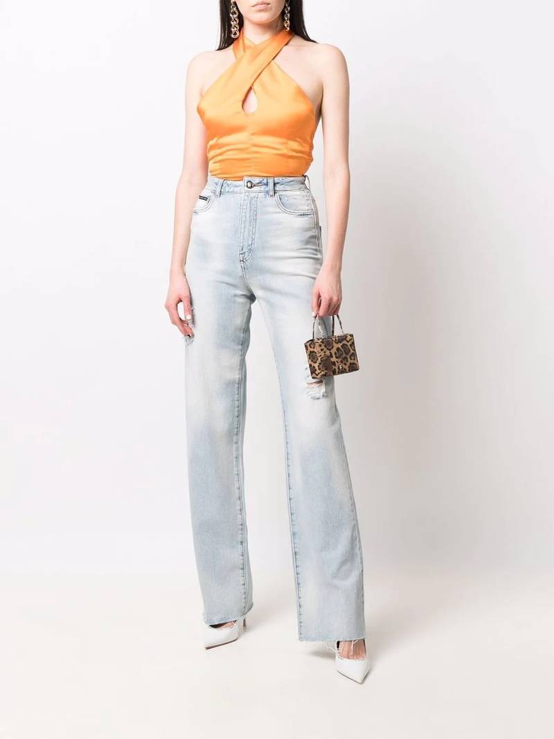 PHILIPP PLEIN Palazzo-cut high-waist jeans outlook
