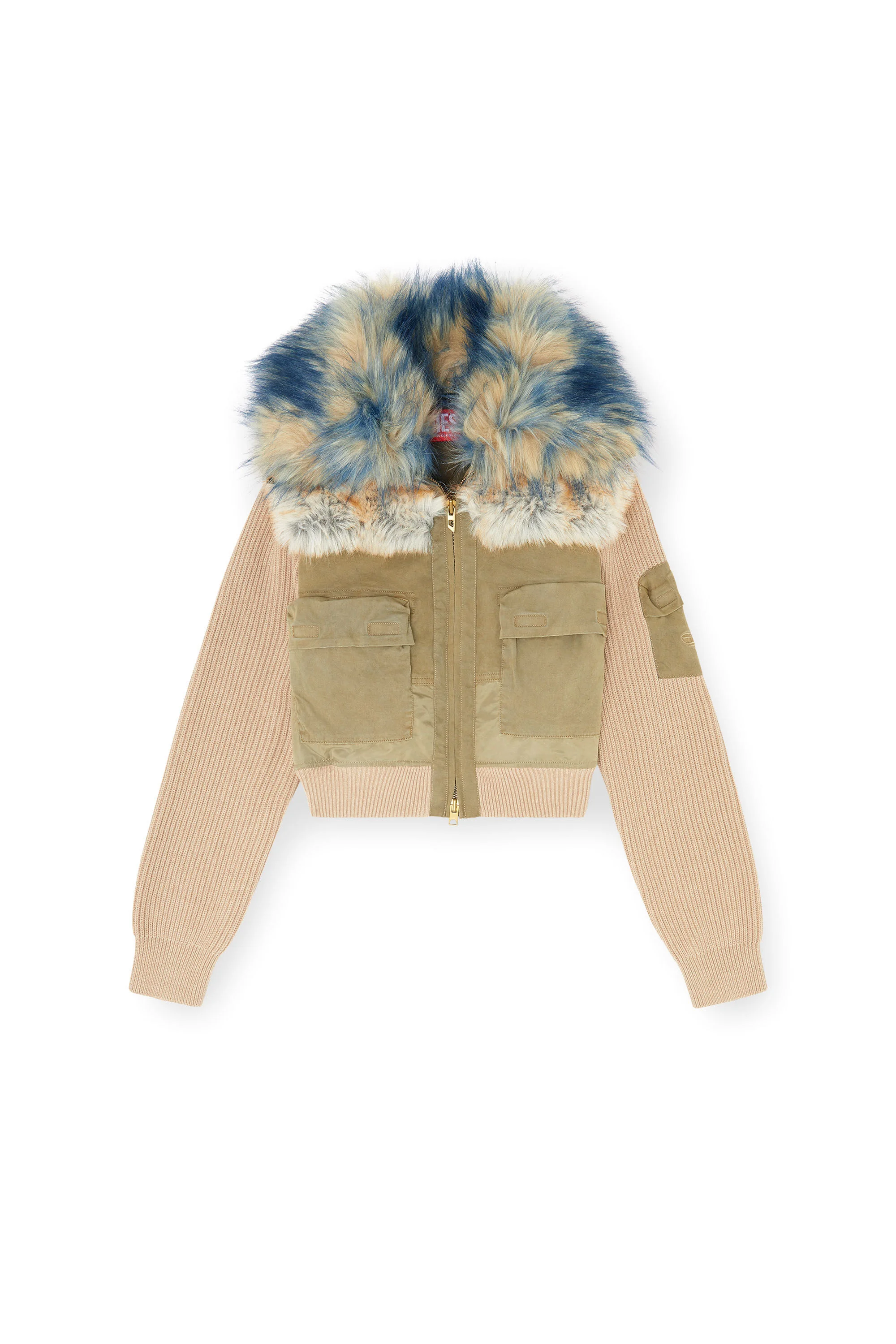 BOMBER JACKET WITH RIB-KNIT AND PLUSH TRIMS - 1