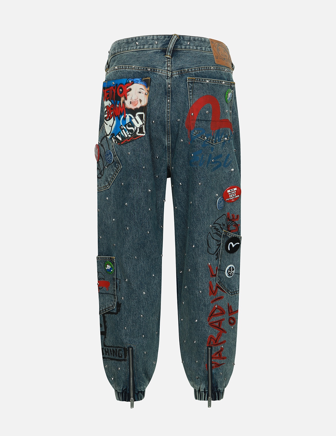 ALLOVER STUDS AND PINS LOOSE FIT DENIM JOGGERS - 2