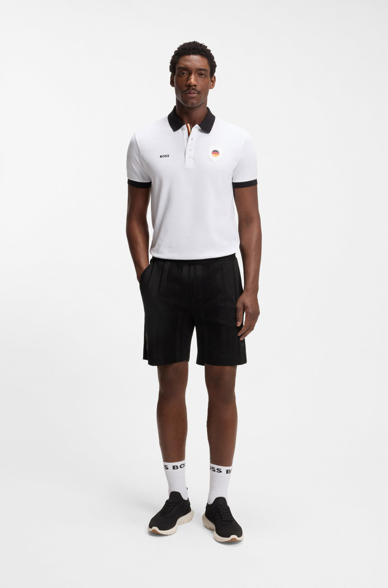BOSS COTTON-JERSEY SHORTS WITH MATTE AND LUSTROUS STRIPES outlook