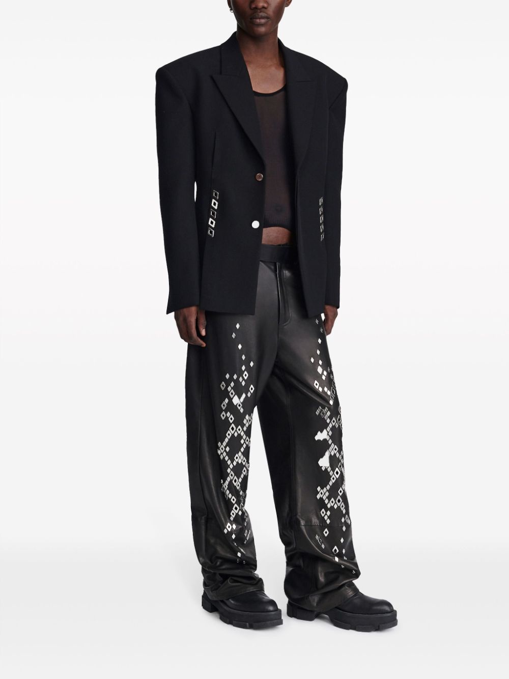 diamond-stud oversized blazer - 2