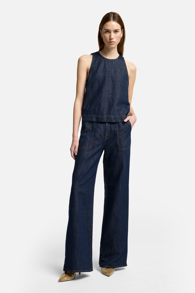7 For All Mankind Indigo Linen Lotta in Blueberry outlook
