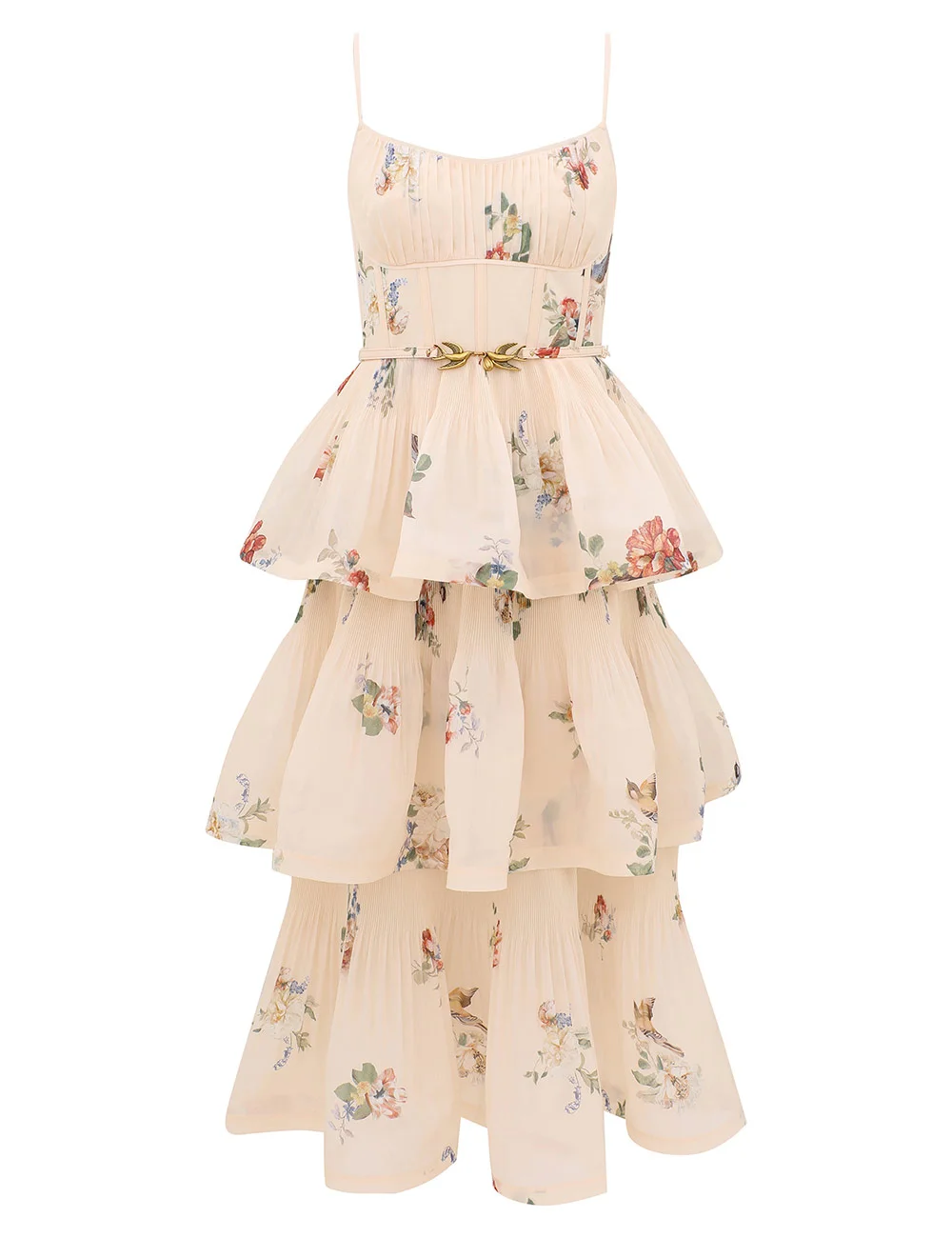 PLEATED TIERED MIDI DRESS - 1