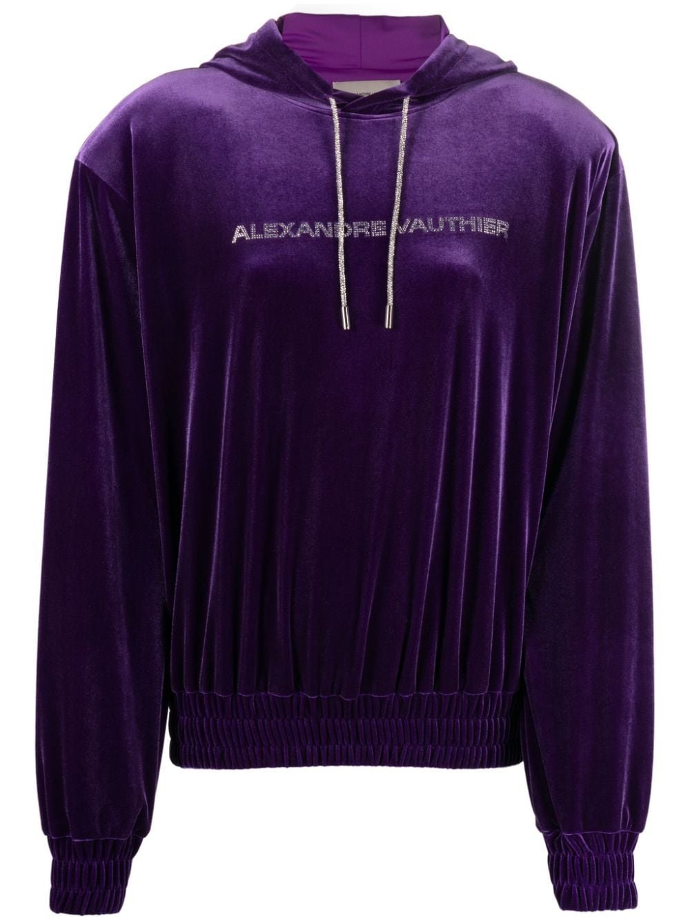 logo-print velour hoodie - 1