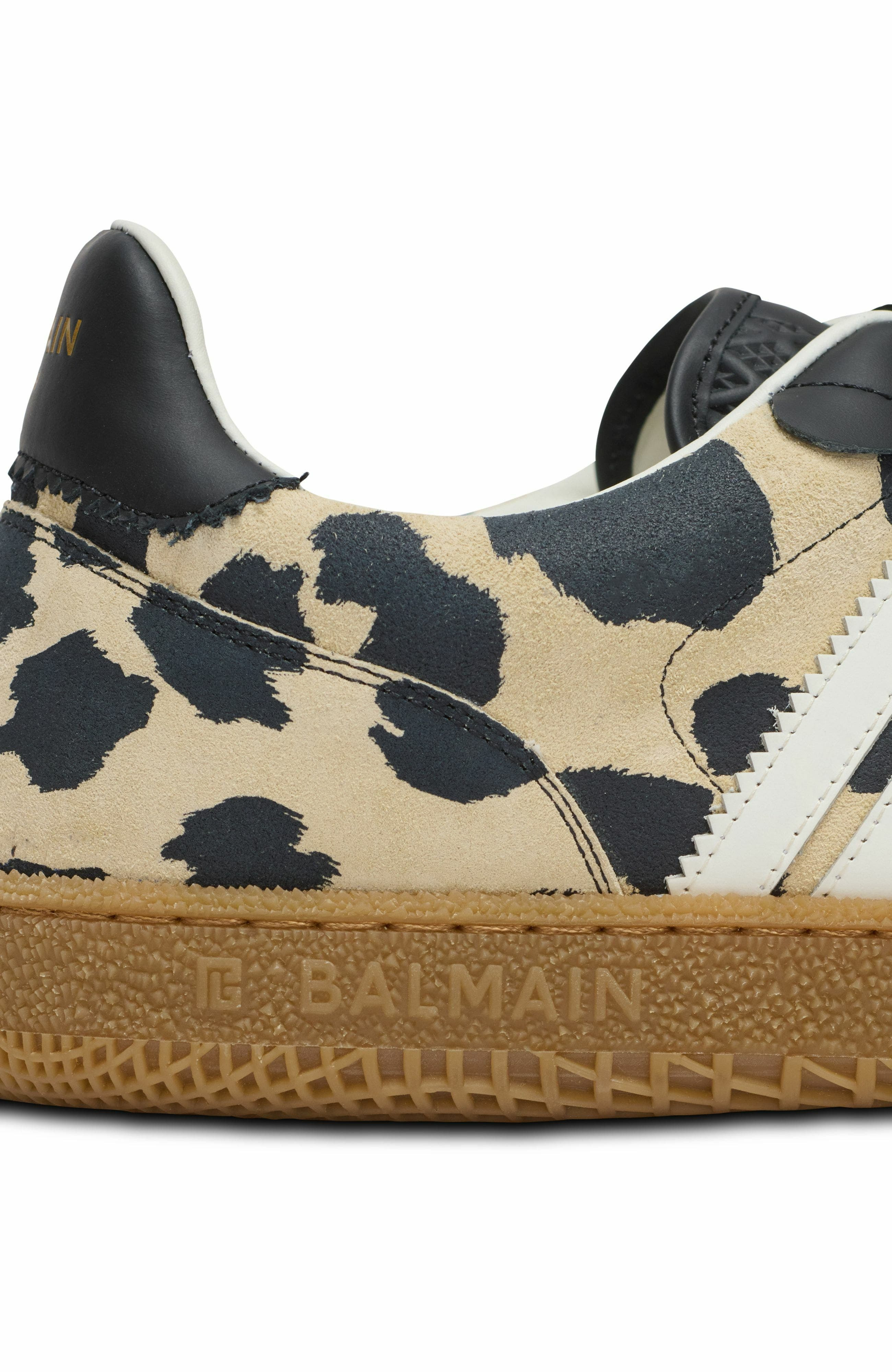 Balmain Swan Leopard Print Suede Leather Trainers in Brown at Nordstrom - 9