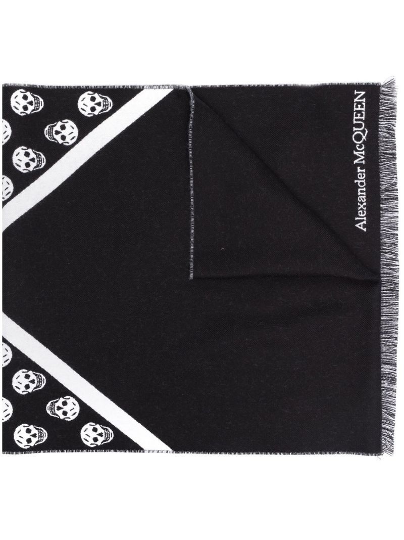 skull-print wool scarf - 1