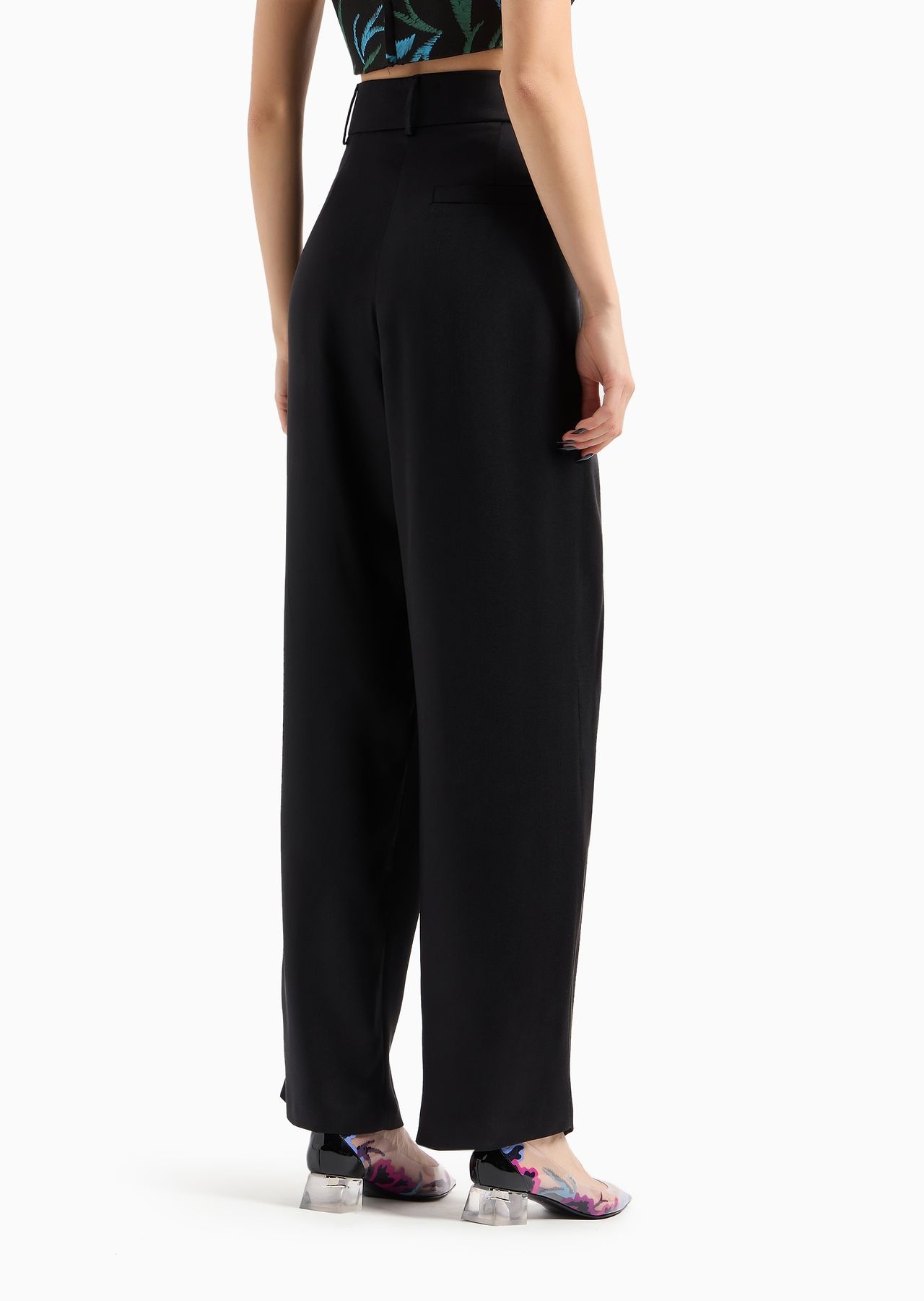 Double-sided silk-satin two-pleat trousers - 3