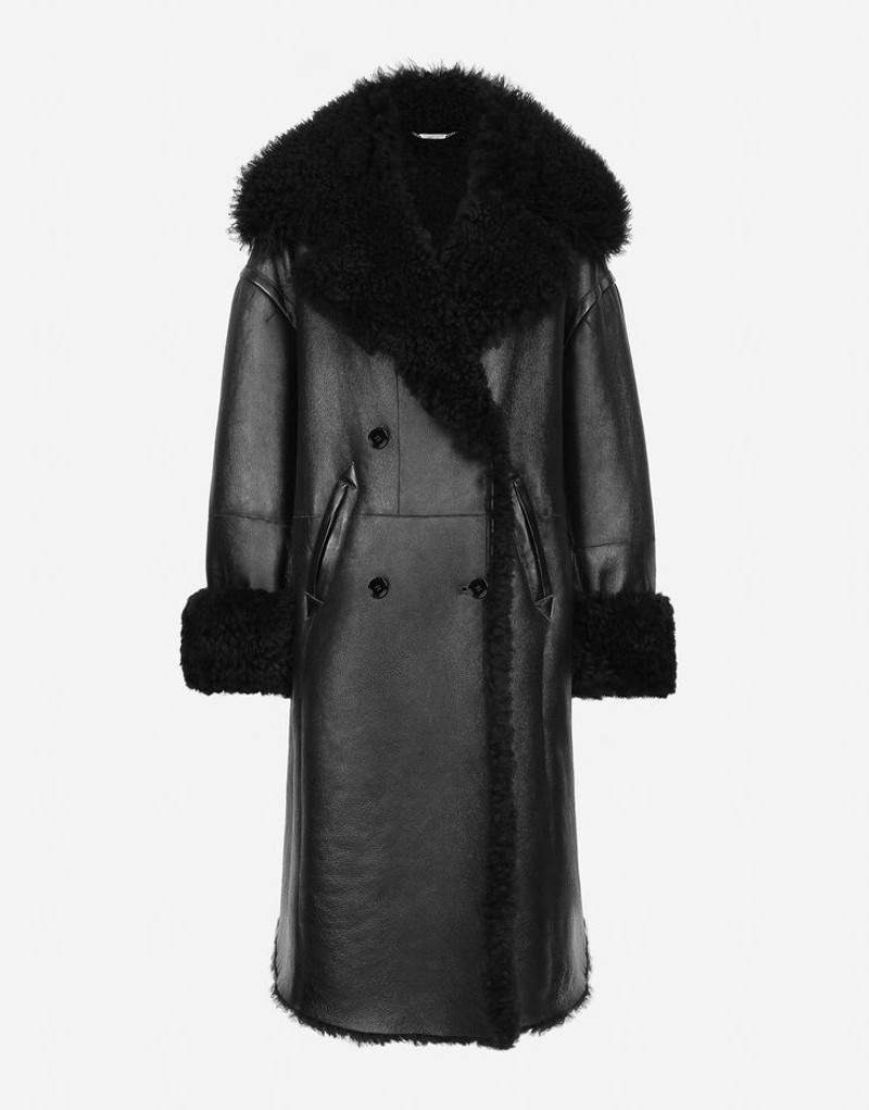 Double-breasted shearling coat 1