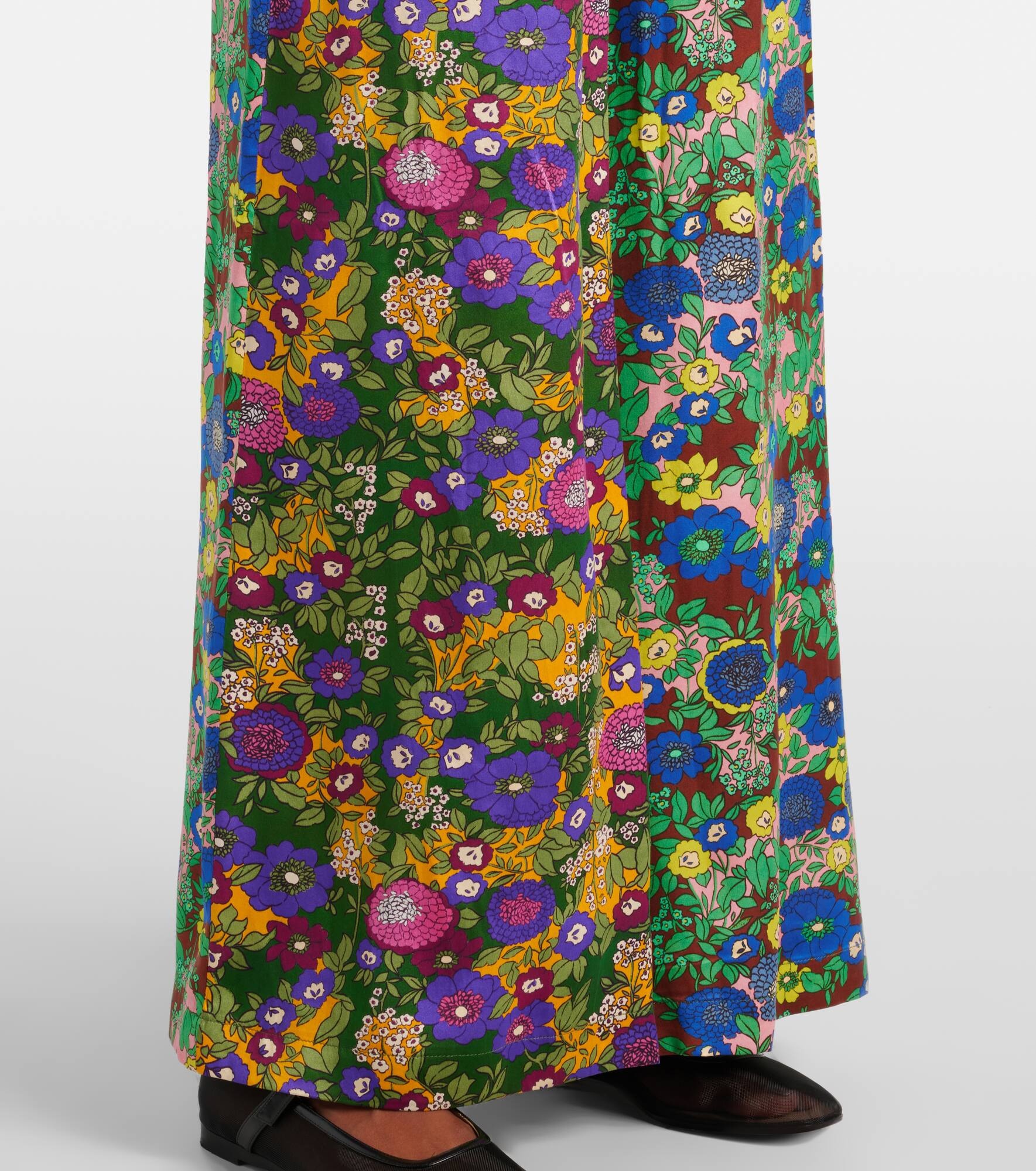 Printed silk satin wide-leg pants - 5