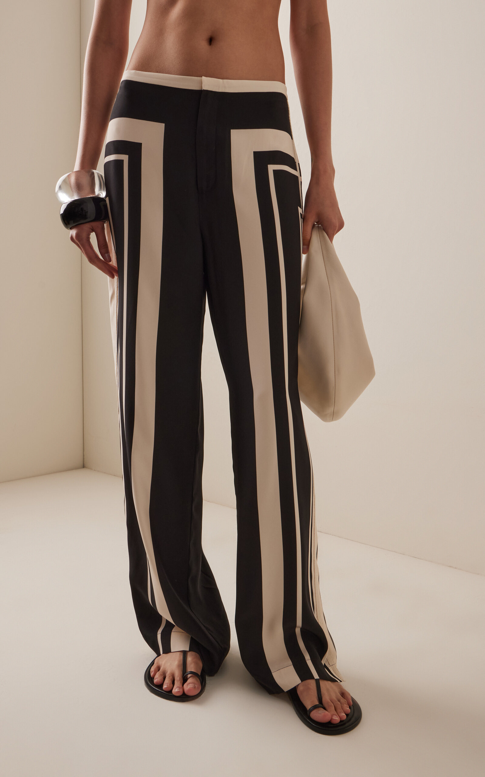 Pietra Silk Wide-Leg Trousers black/white - 3