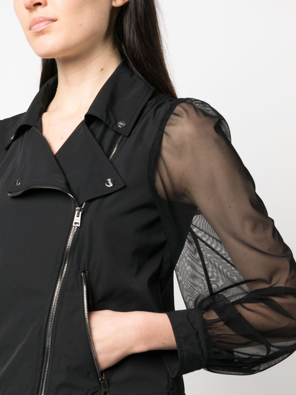 semi-sheer biker-style coat - 5