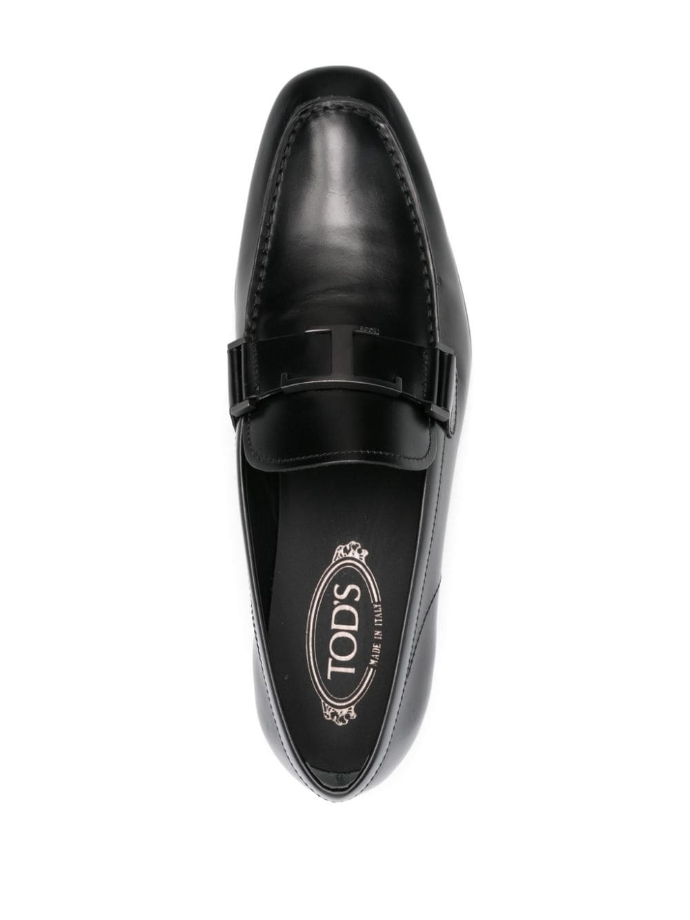 logo-plaque leather loafers - 4