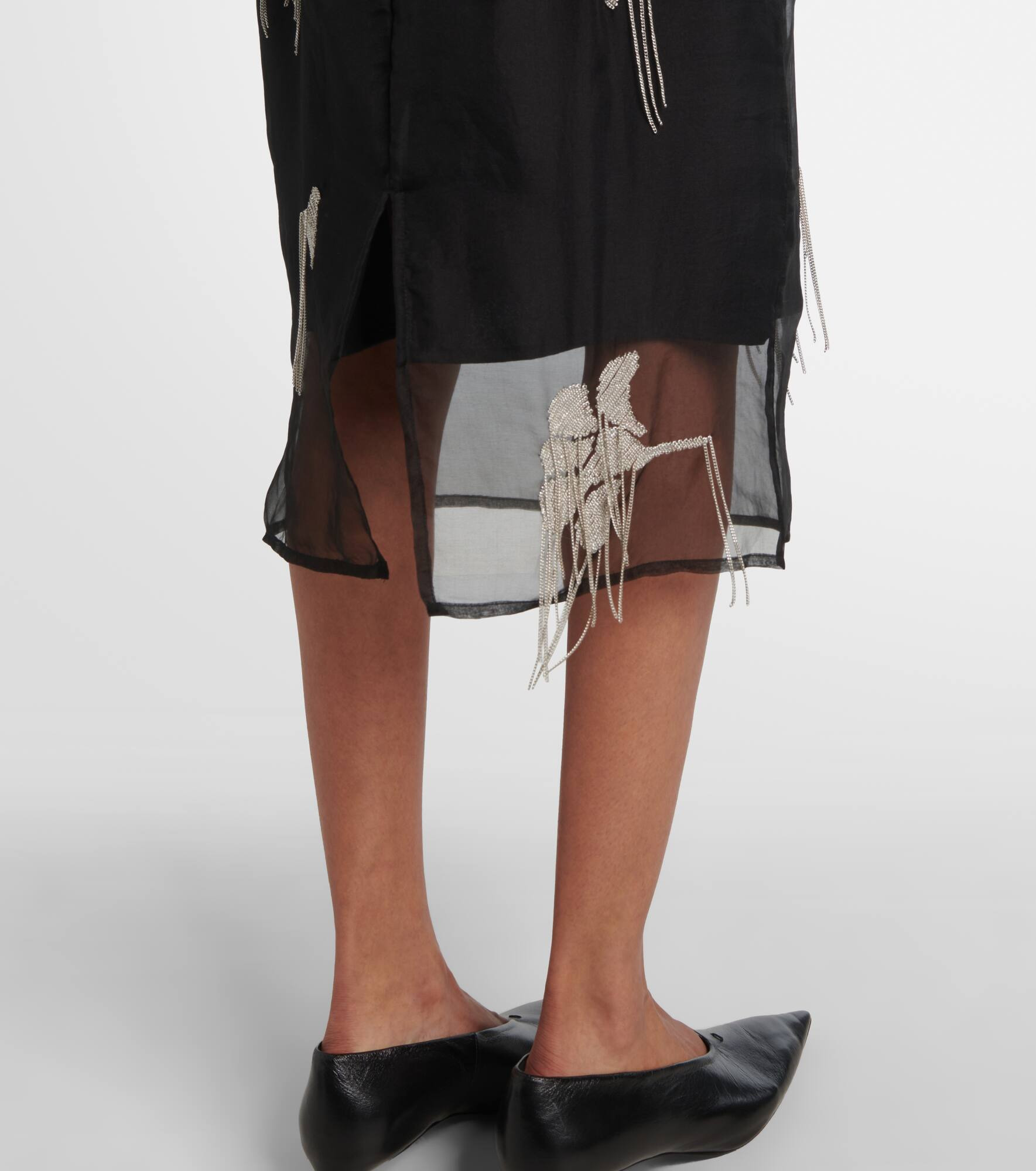 Embellished silk midi skirt - 5