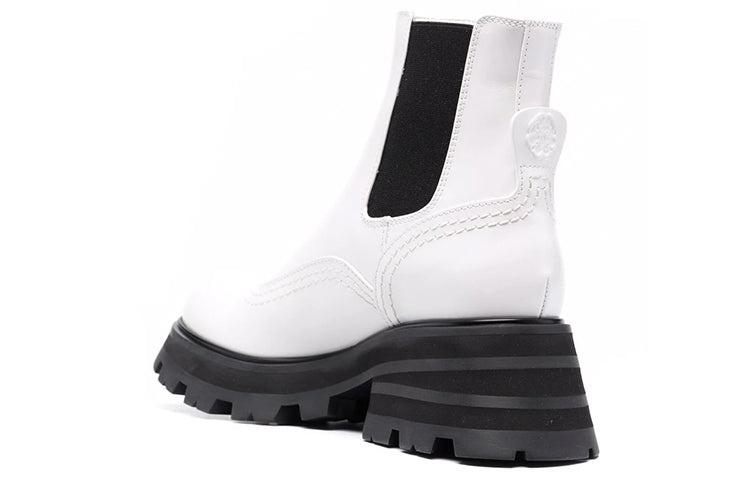 (WMNS) Alexander McQueen Leather Chelsea Ankle Boots 'White Black' 666368WHZ849360 - 3
